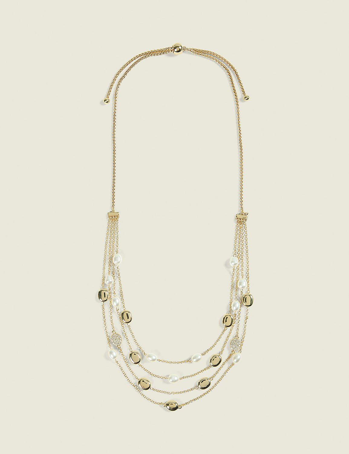Goldtone & Pearlized Multi-Row Necklace Product Image 1