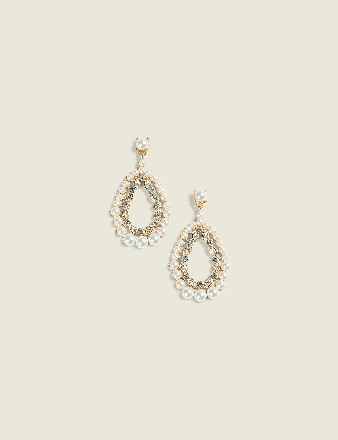 Pave & Pearl Stud Drop Earrings Product Image 1