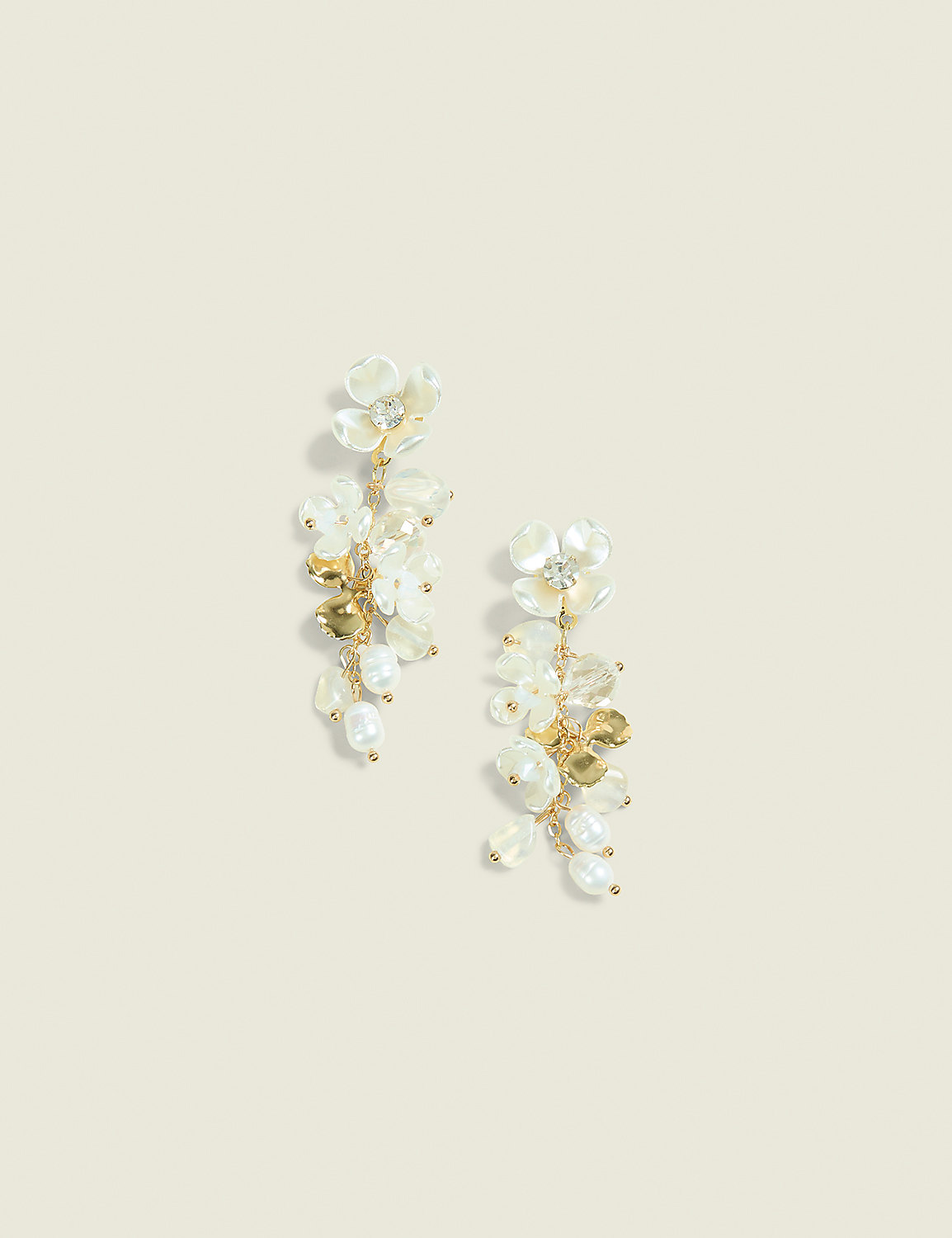 Floral Stone & Pearl Drop Earrings Product Image 1