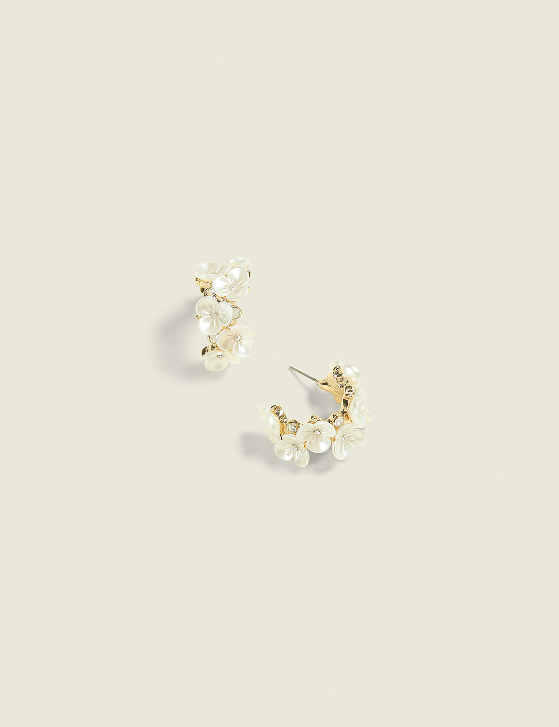 Pearlized Flower Hoop Earrings Product Image 1