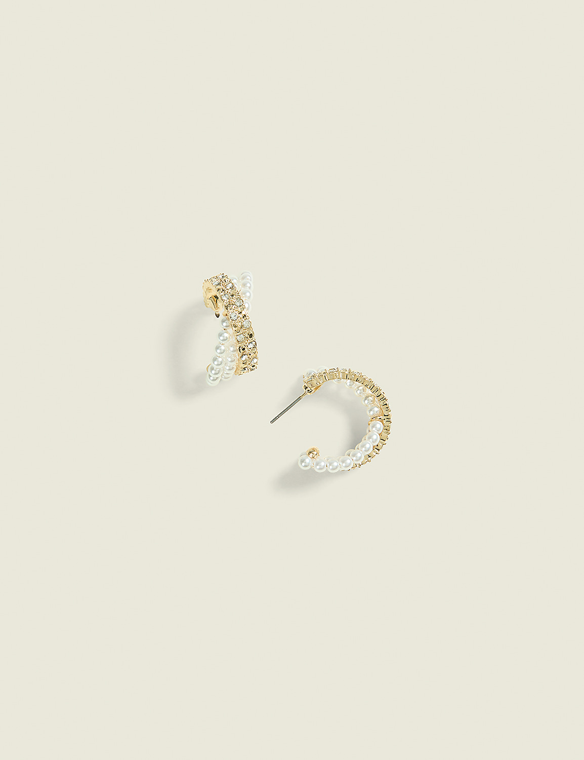 Pave & Pearl Crossover Hoop Earrings Product Image 1