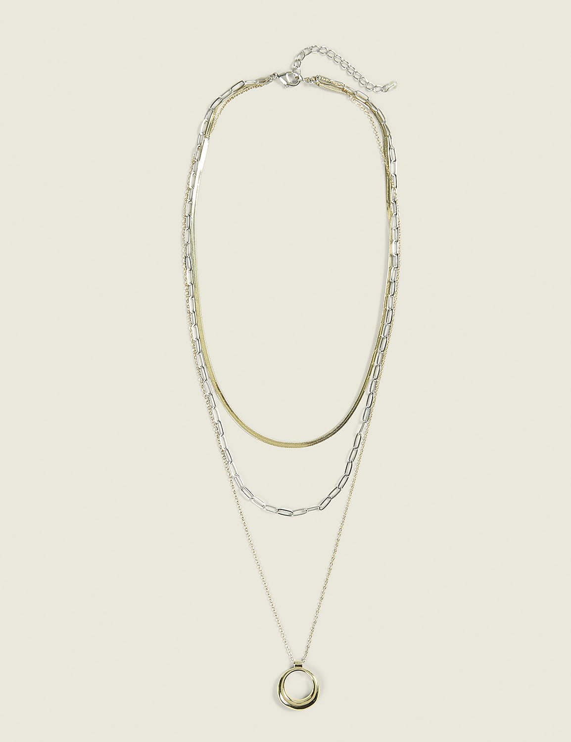 Mixed Metal Multi-Row Chain Necklace Product Image 1