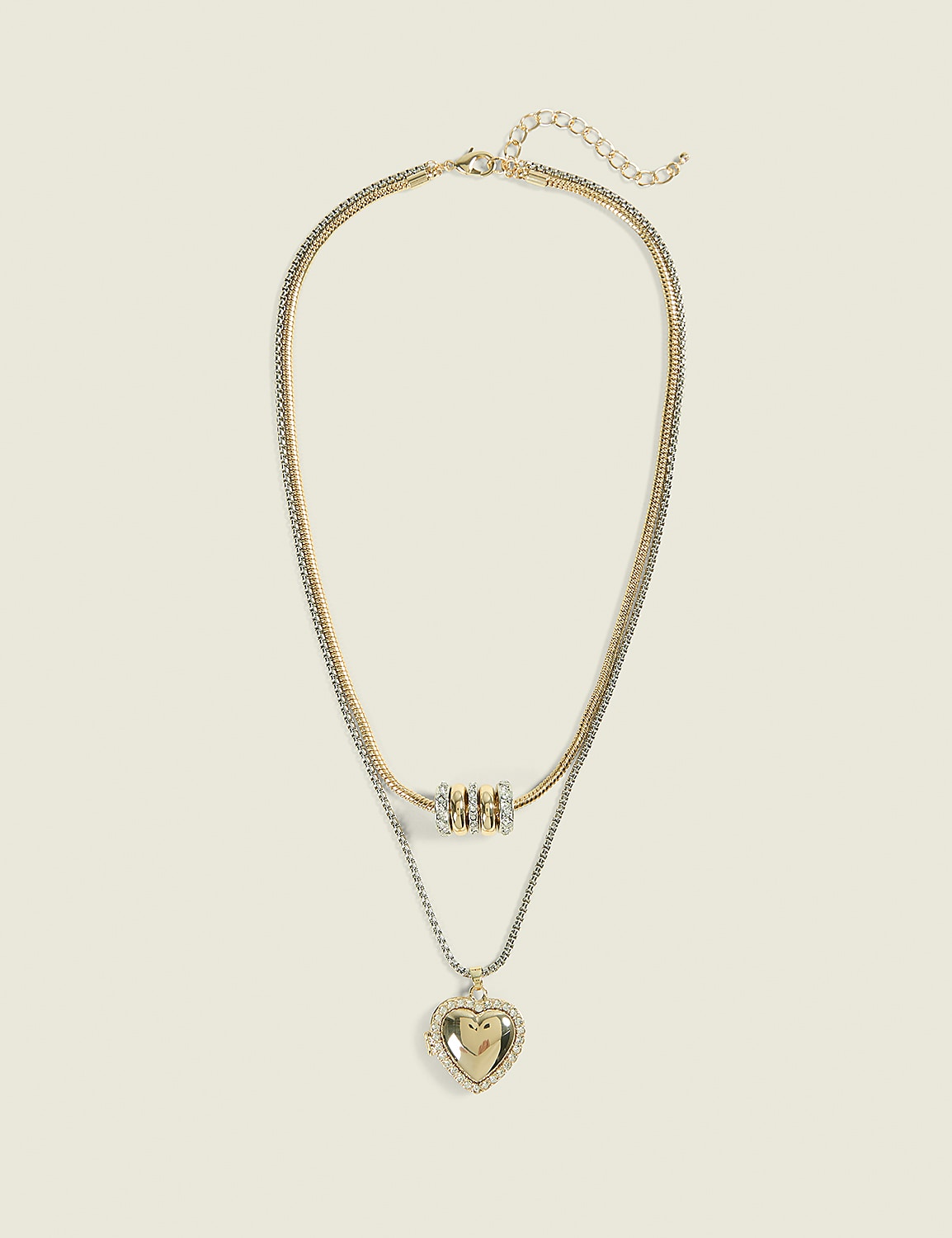 Mixed Metal Heart Pendant Necklace Product Image 1