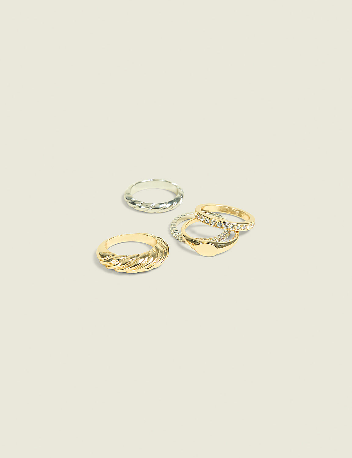 Textured Mixed Metal Ring Stack Product Image 1