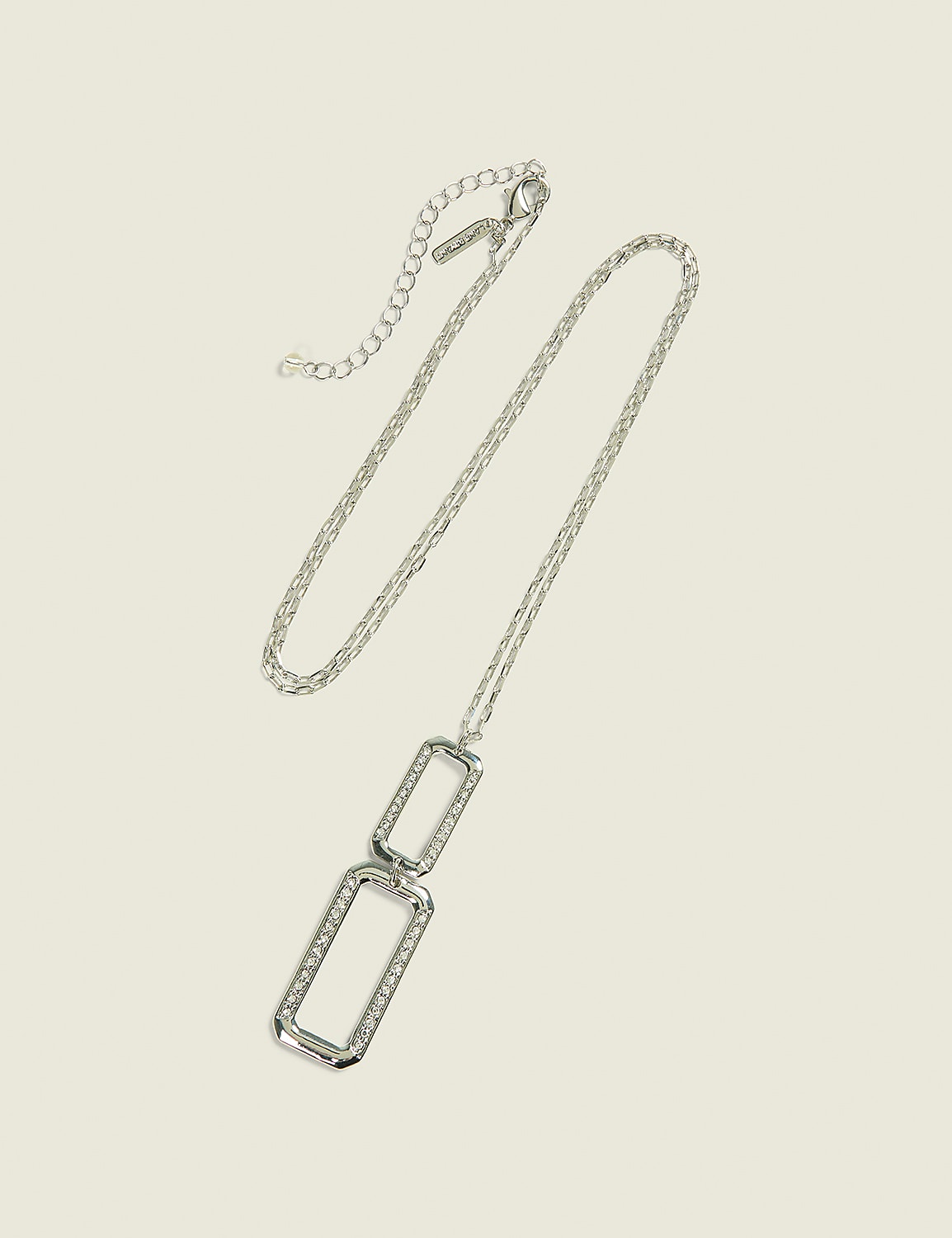 Silvetone Double Square Pendant Necklace Product Image 1