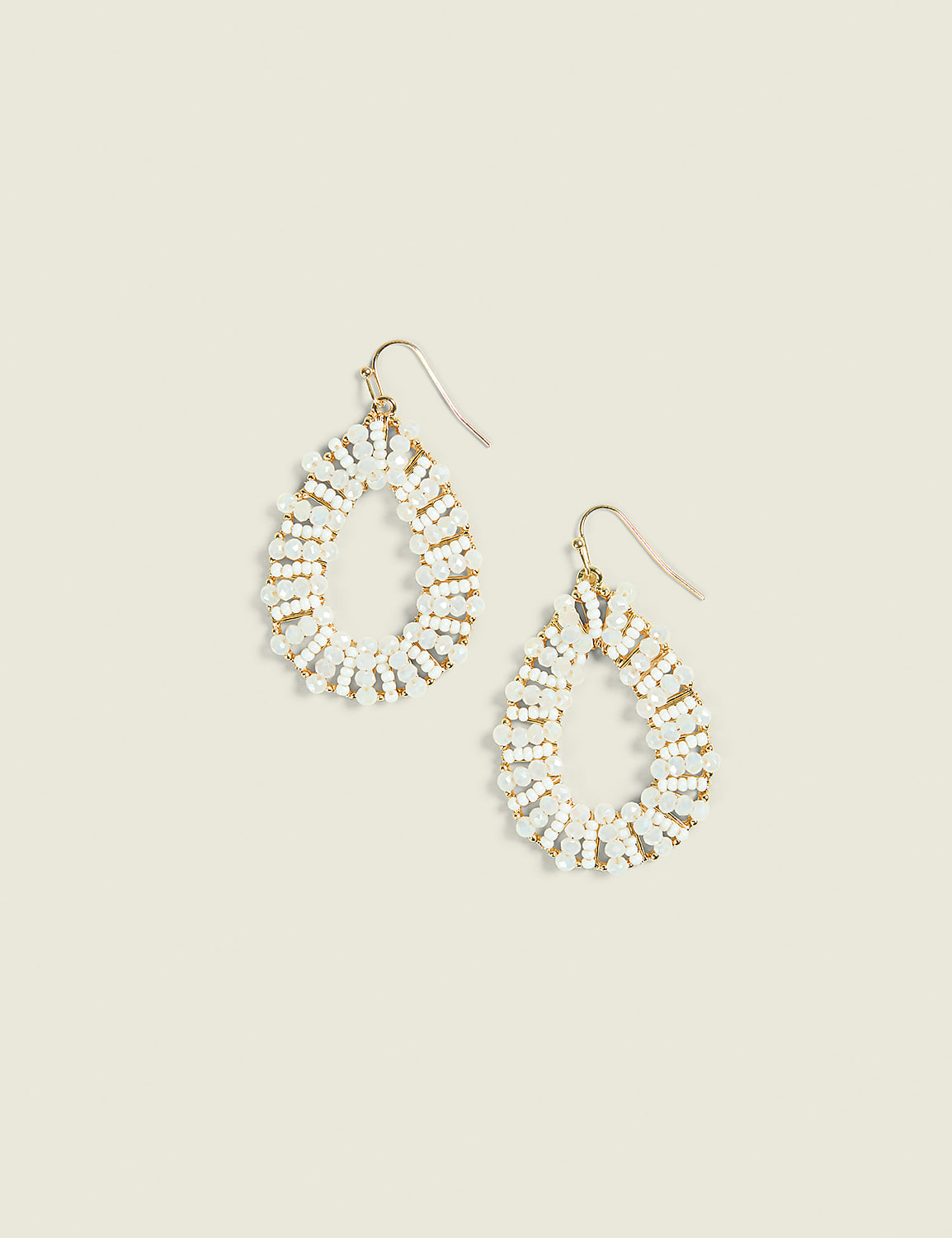 Neutral Beaded Teardrop Drop Earrings Product Image 1