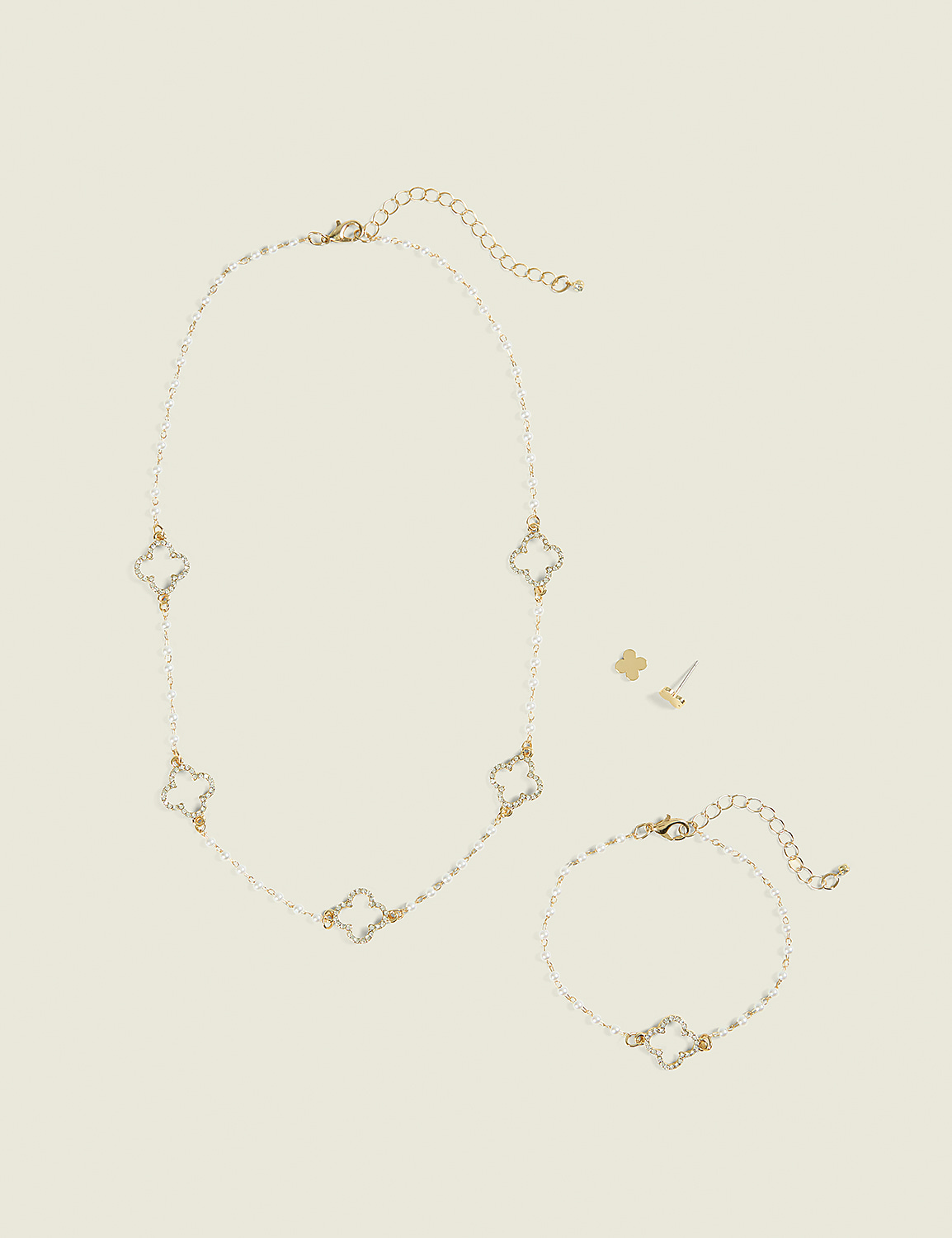Clover 3-Piece Necklace Bracelet & Earrings Set Product Image 1