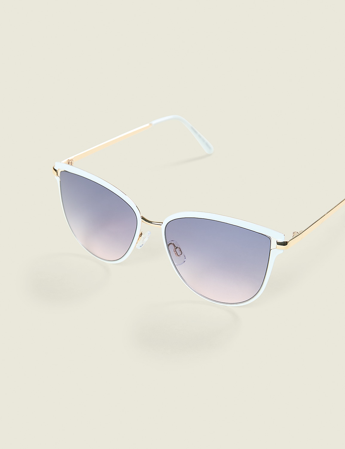 White & Goldtone Cateye Sunglasses Product Image 1