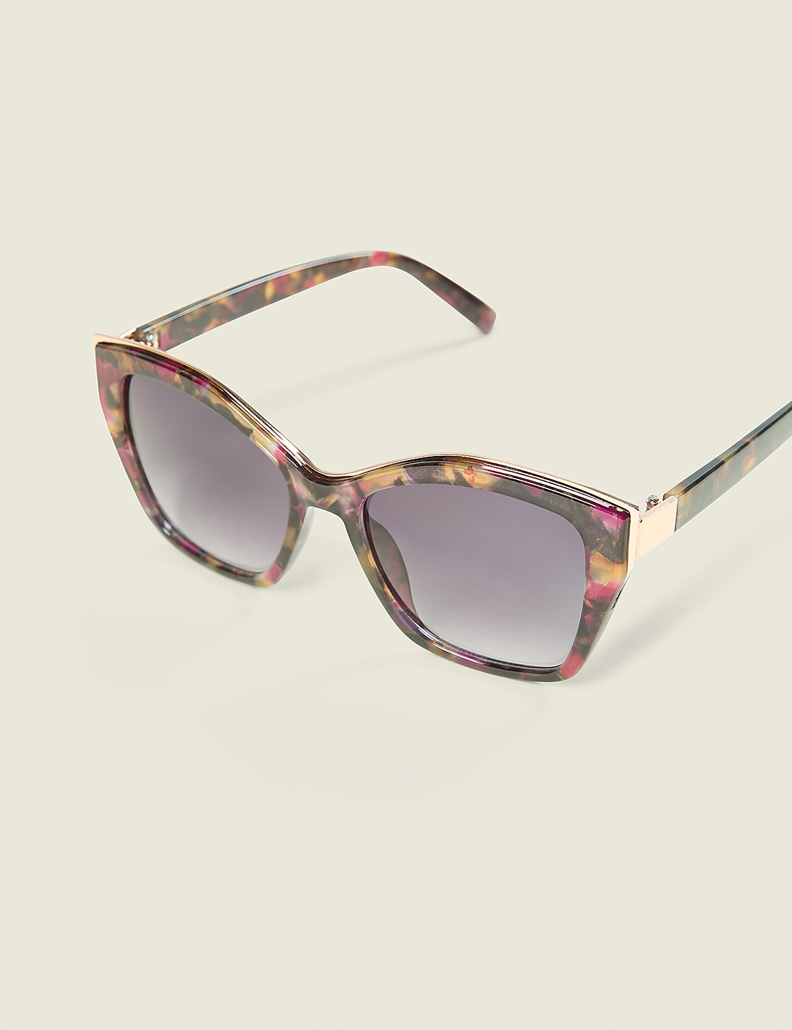 Multi-Color & Goldtone Trim Cateye Sunglasses Product Image 1