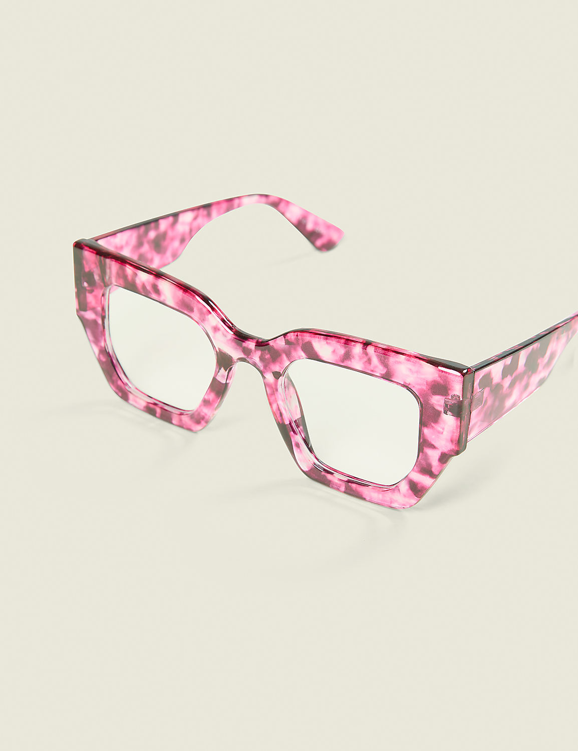 Pink Tortoiseshell Print Square Reading Glasses Product Image 1