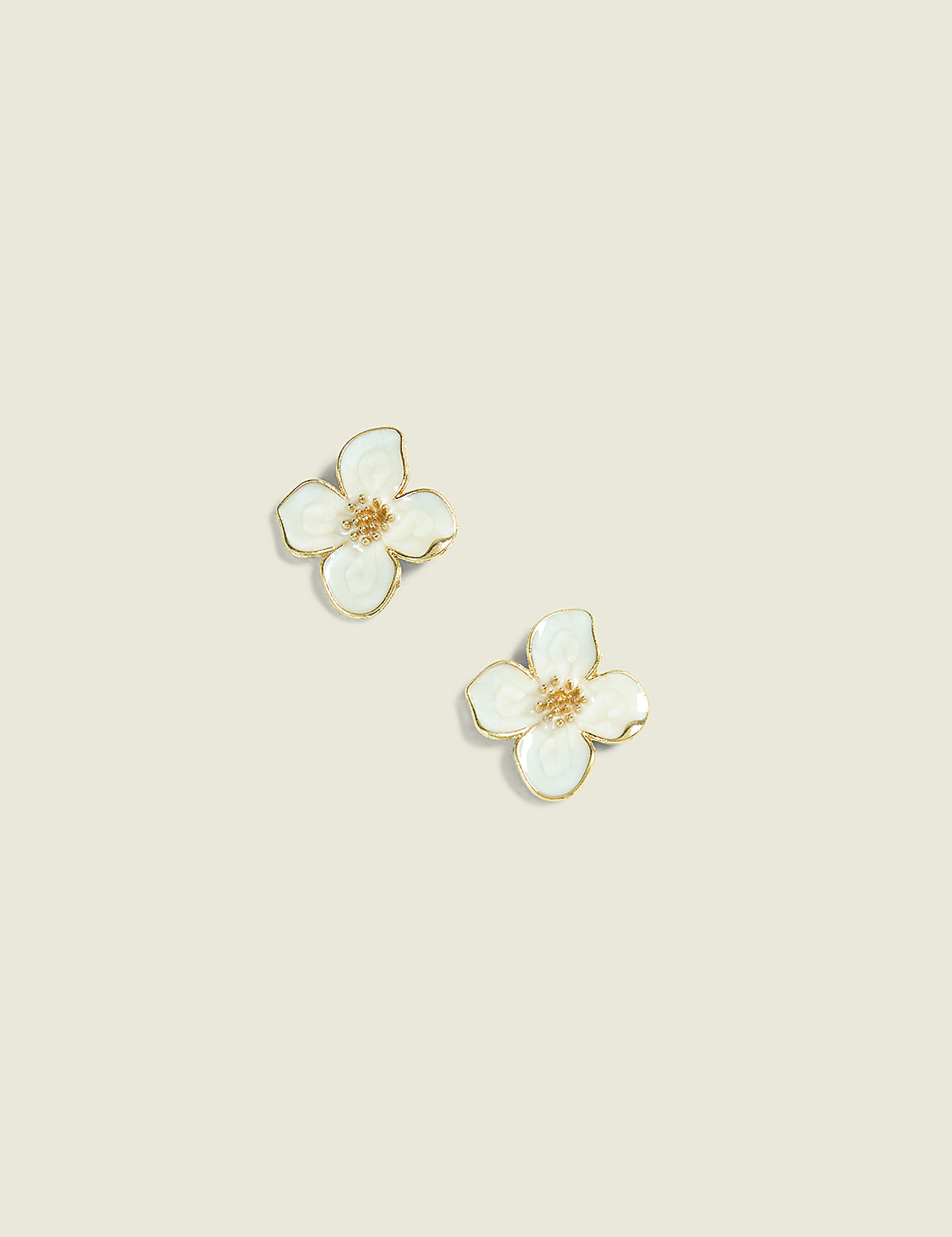 White Flower Stud Earrings Product Image 1