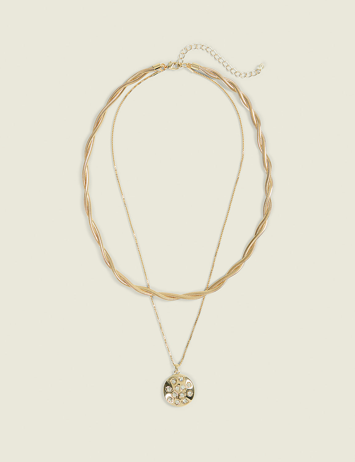 Goldtone Pave & Twist Multi-Row Necklace Product Image 1