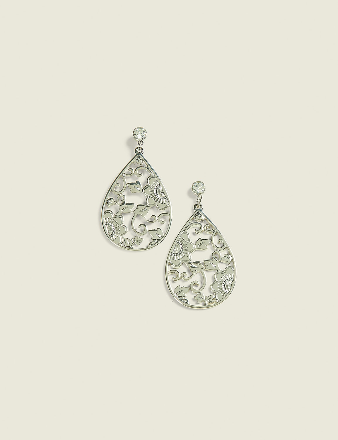 Floral Filigree Teardrop Earrings Product Image 1