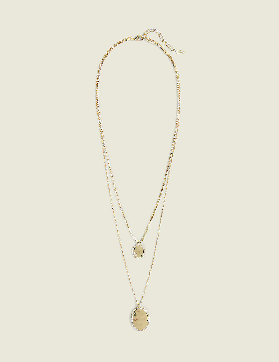 Goldtone Oval & Pave Multi-Row Necklace Product Image 1