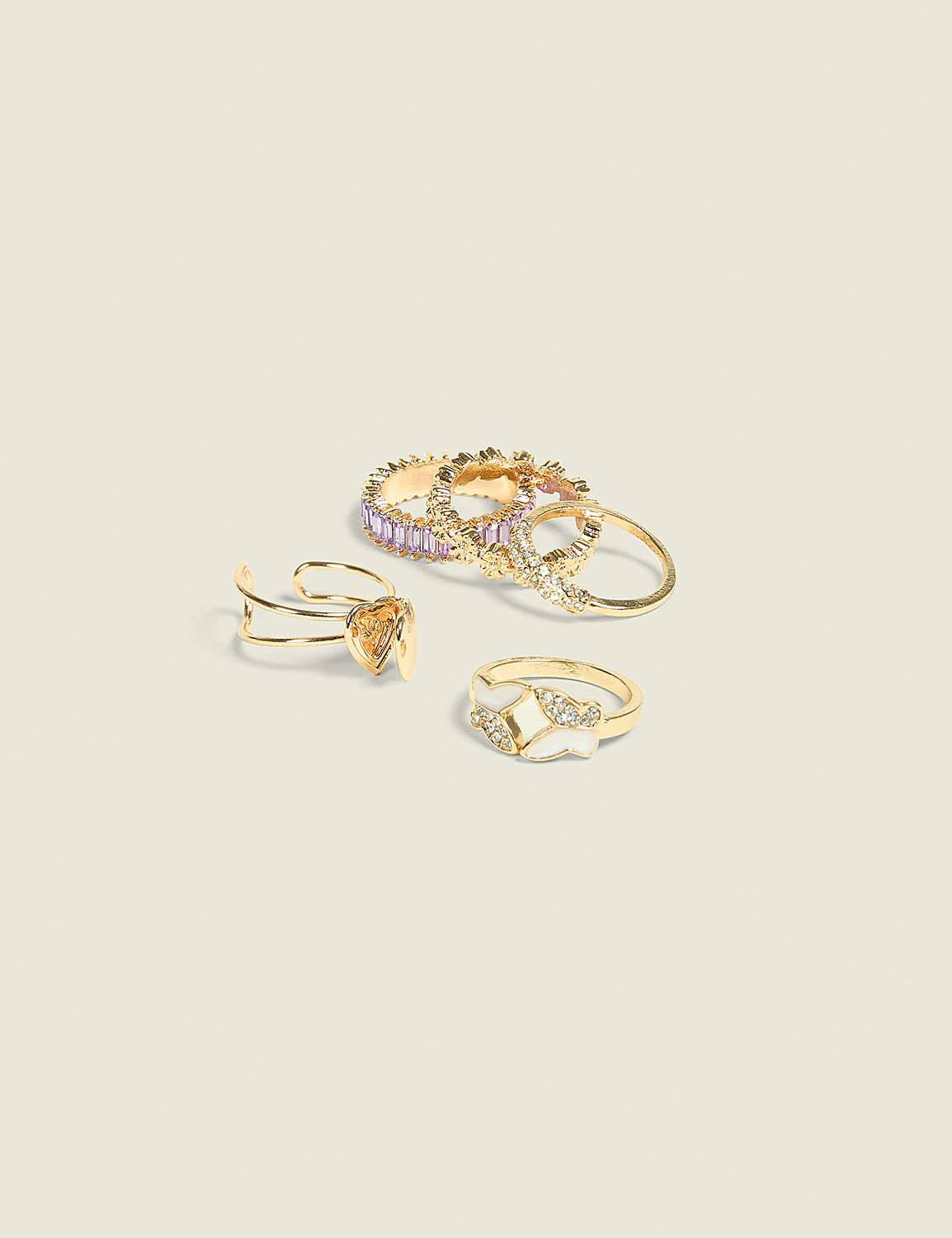 Goldtone & Purple Ring Stack Product Image 1