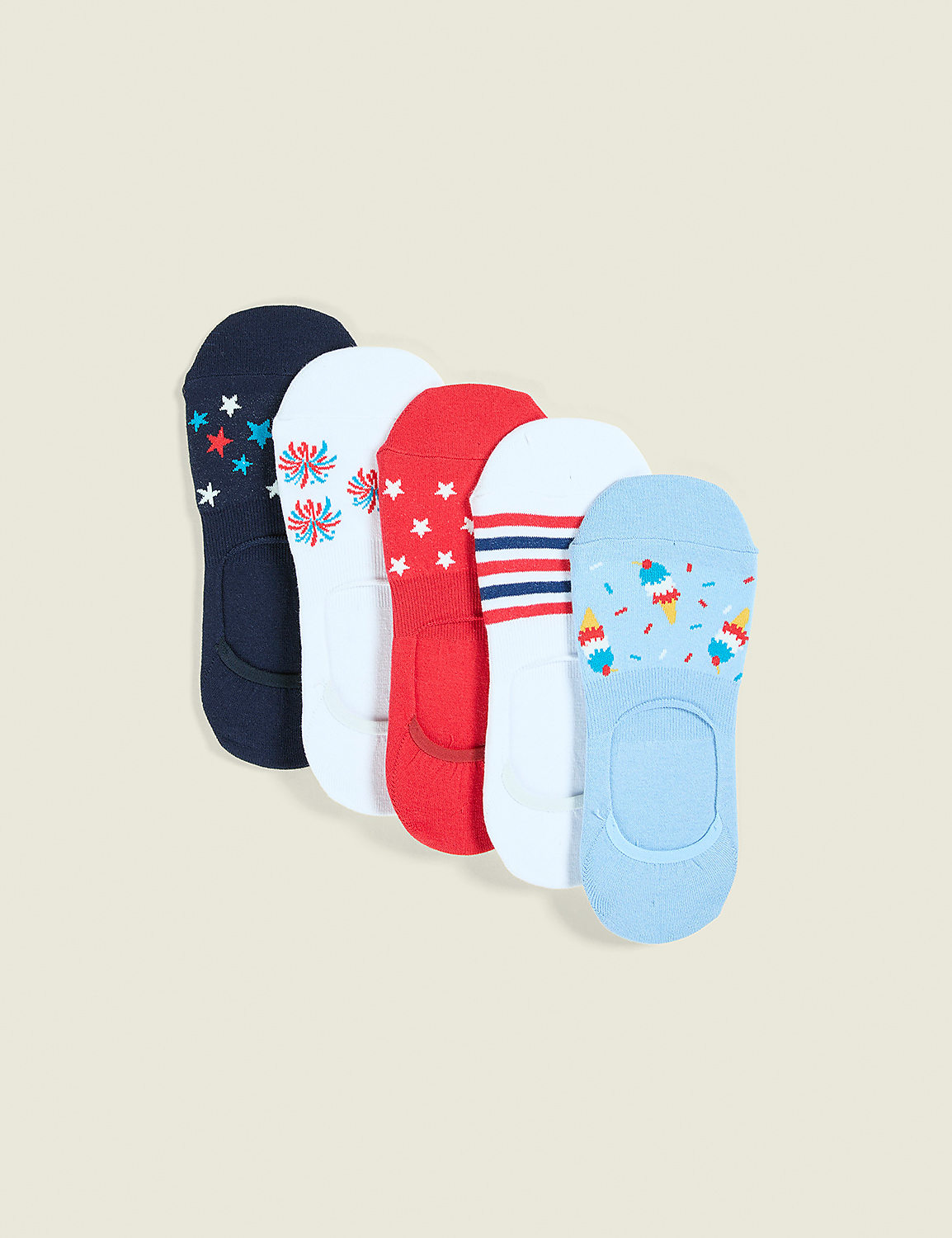 5-Pack No-Show Socks - Americana Product Image 1