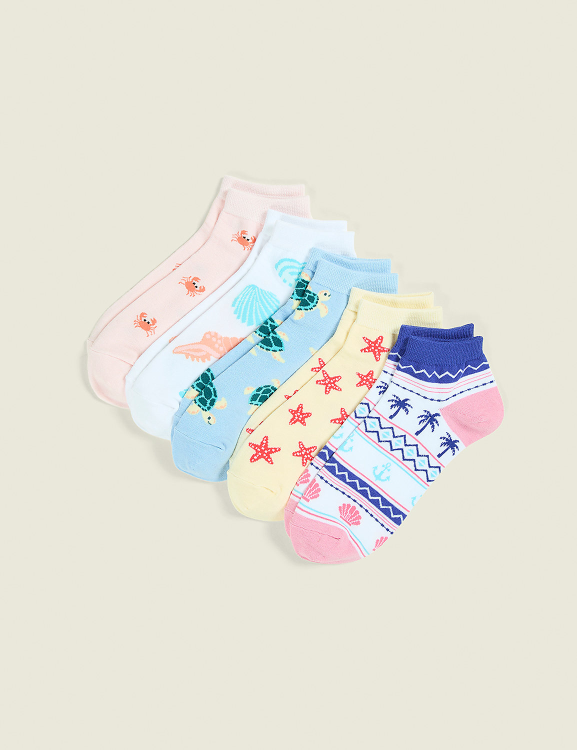 5-Pack Ankle Socks - Summer Sea Life Product Image 1