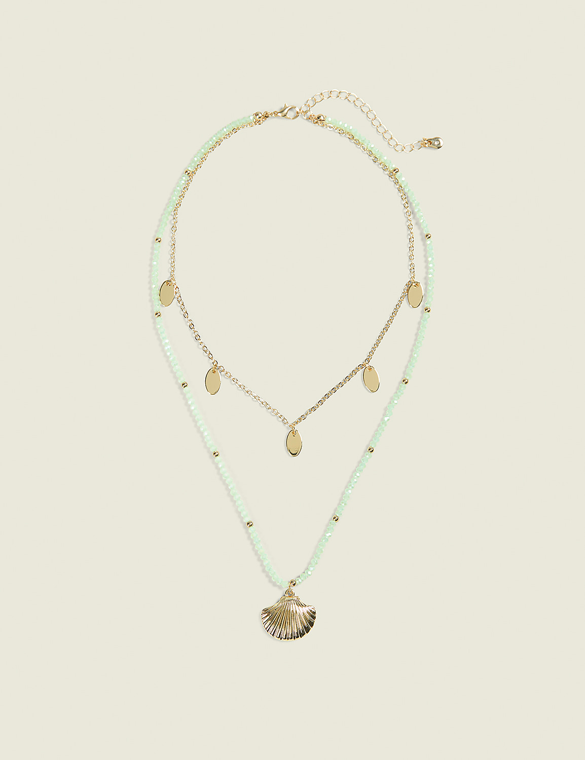 Turquoise Bead & Seashell Multi-Row Necklace Product Image 1