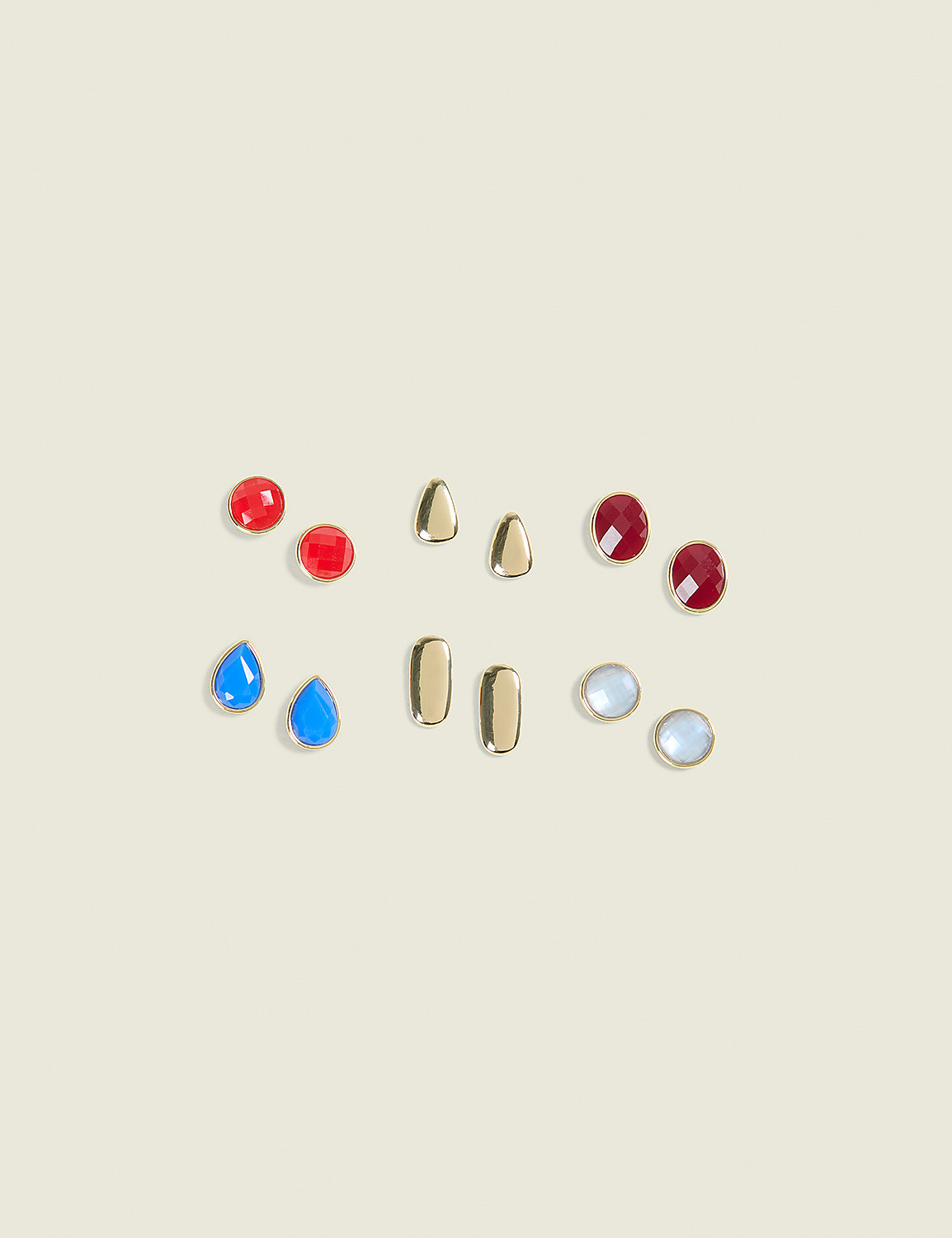 Red & Blue Stud Earrings 6-Pack Product Image 1