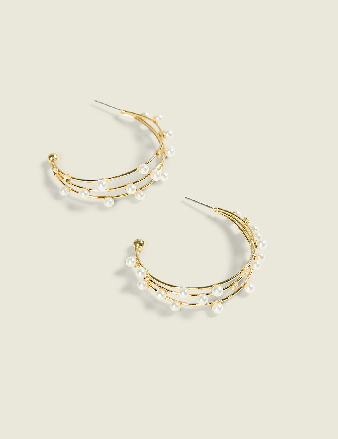 Mini Pearlized Layered Hoop Earrings Product Image 1