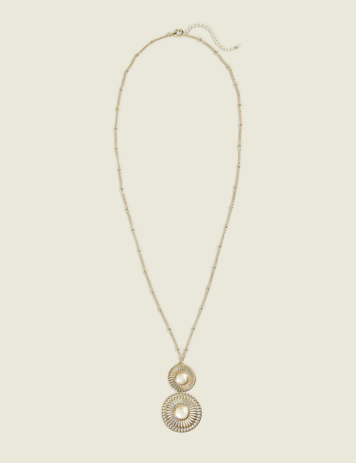 Pearlized Filigree Long Pendant Necklace Product Image 1