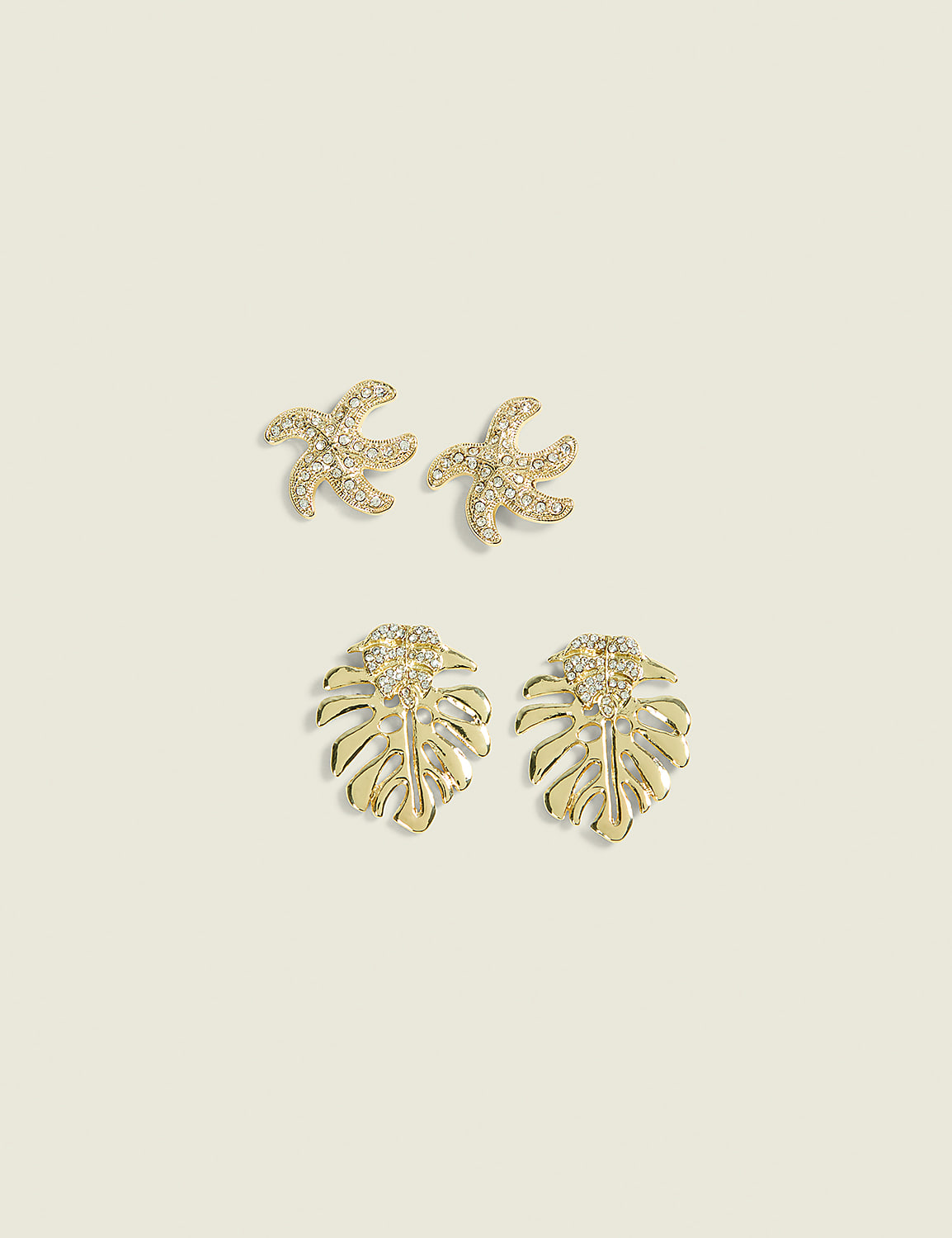 Palm Leaf & Starfish Earrings 2-Pack Product Image 1