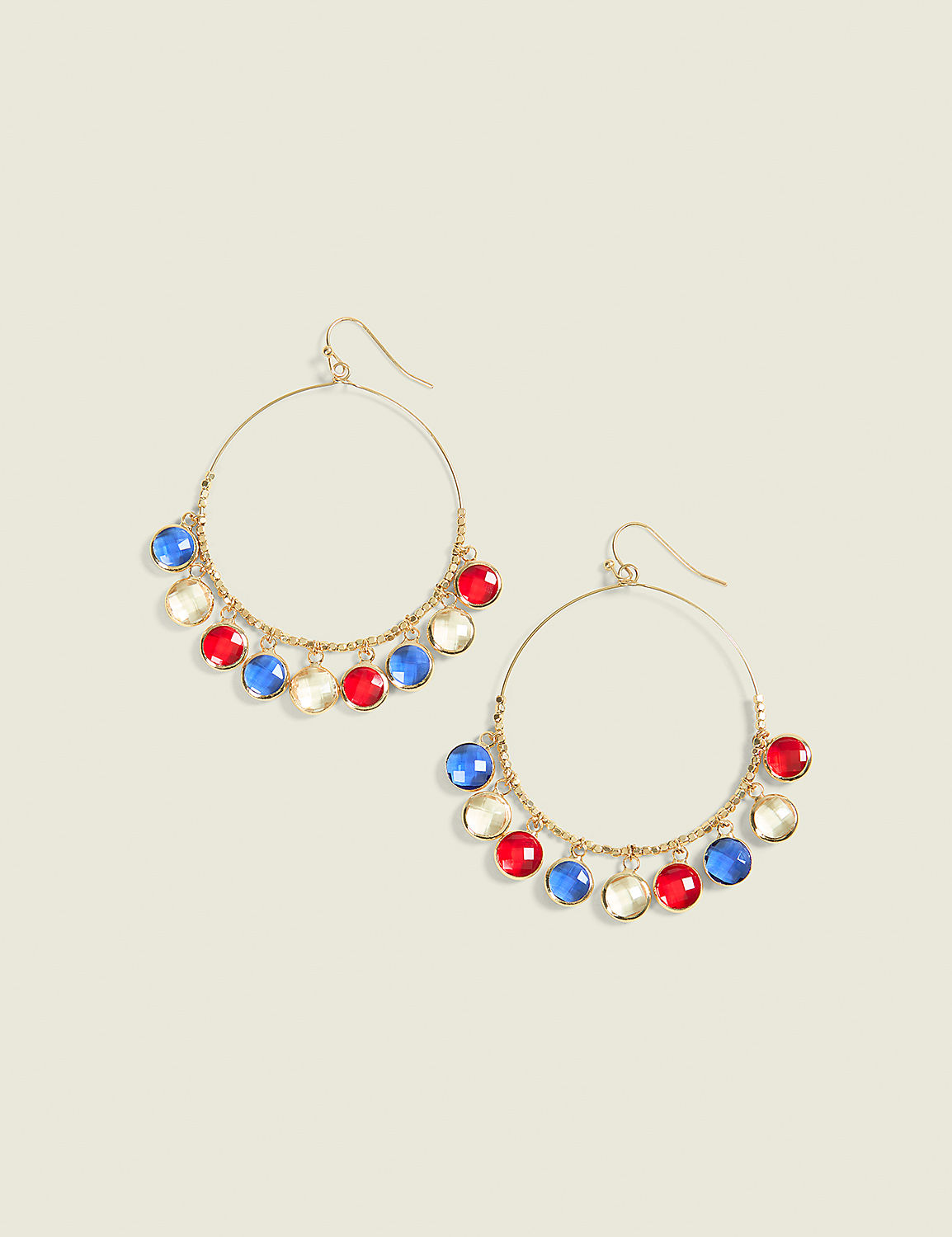 Americana Imitation Stone Drop Hoop Earrings Product Image 1