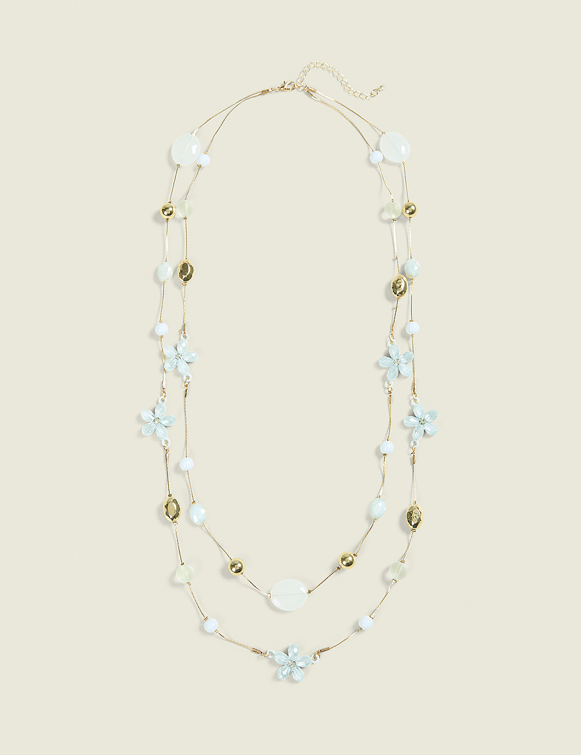 White Flower Multi-Row Station Necklace Product Image 1