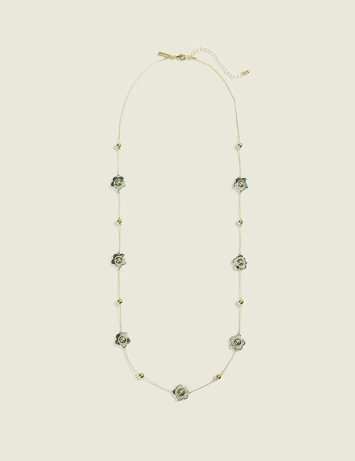 Mixed Metal Floral Station Necklace Product Image 1