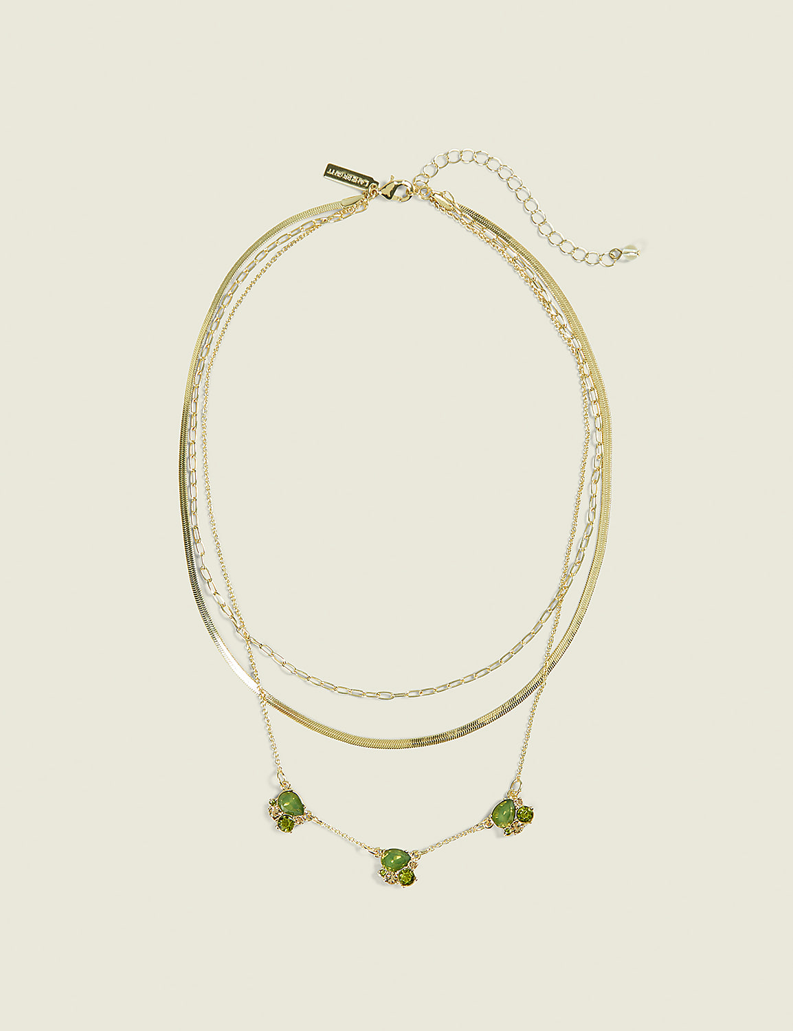 Green Imitation Stone Multi-Row Necklace