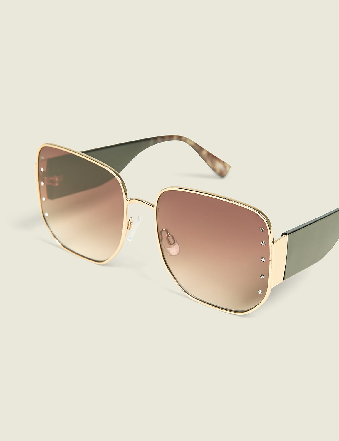 Rhinestone-Embellished Square Sunglasses Product Image 1