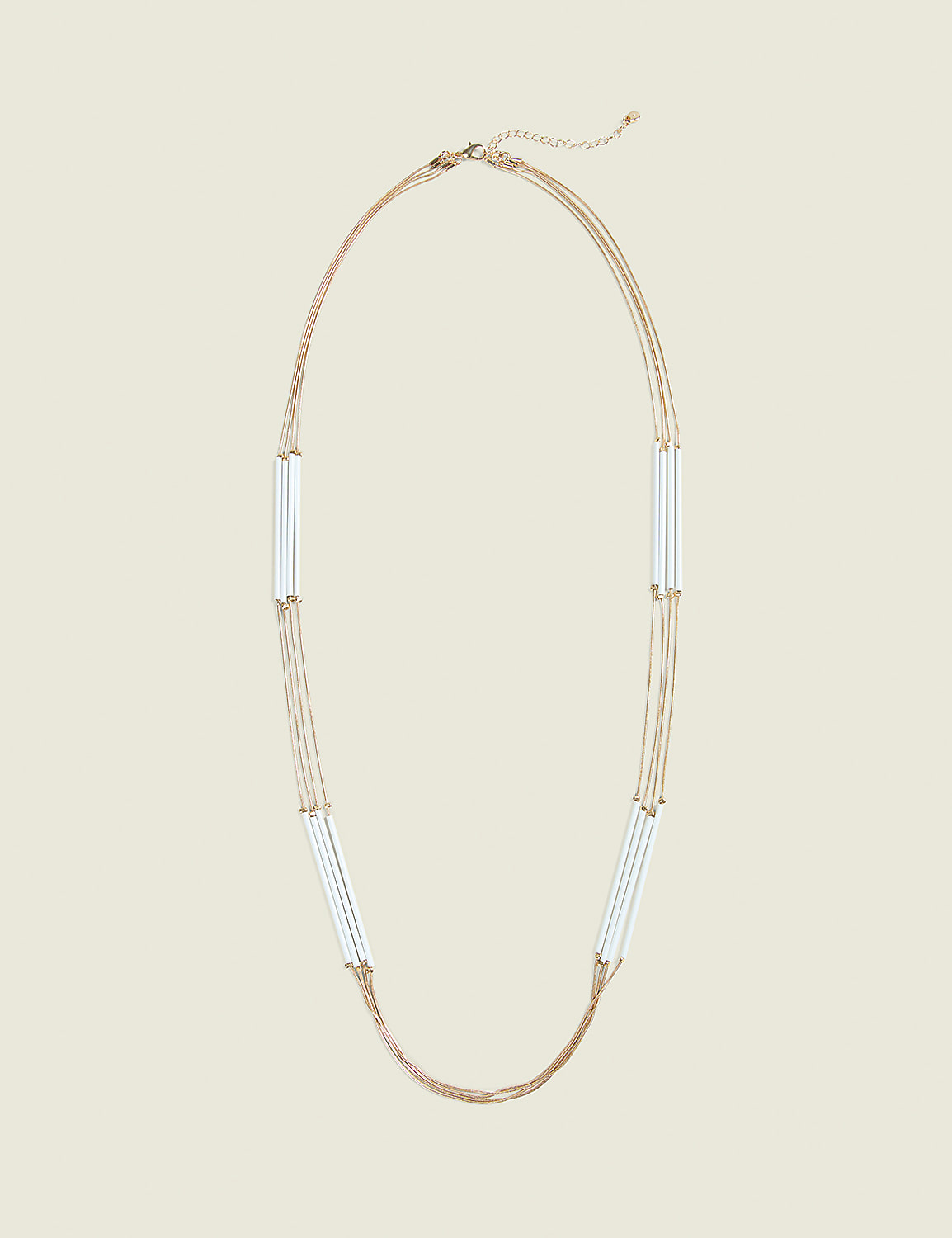 White Beaded Multi-Row Necklace Product Image 1