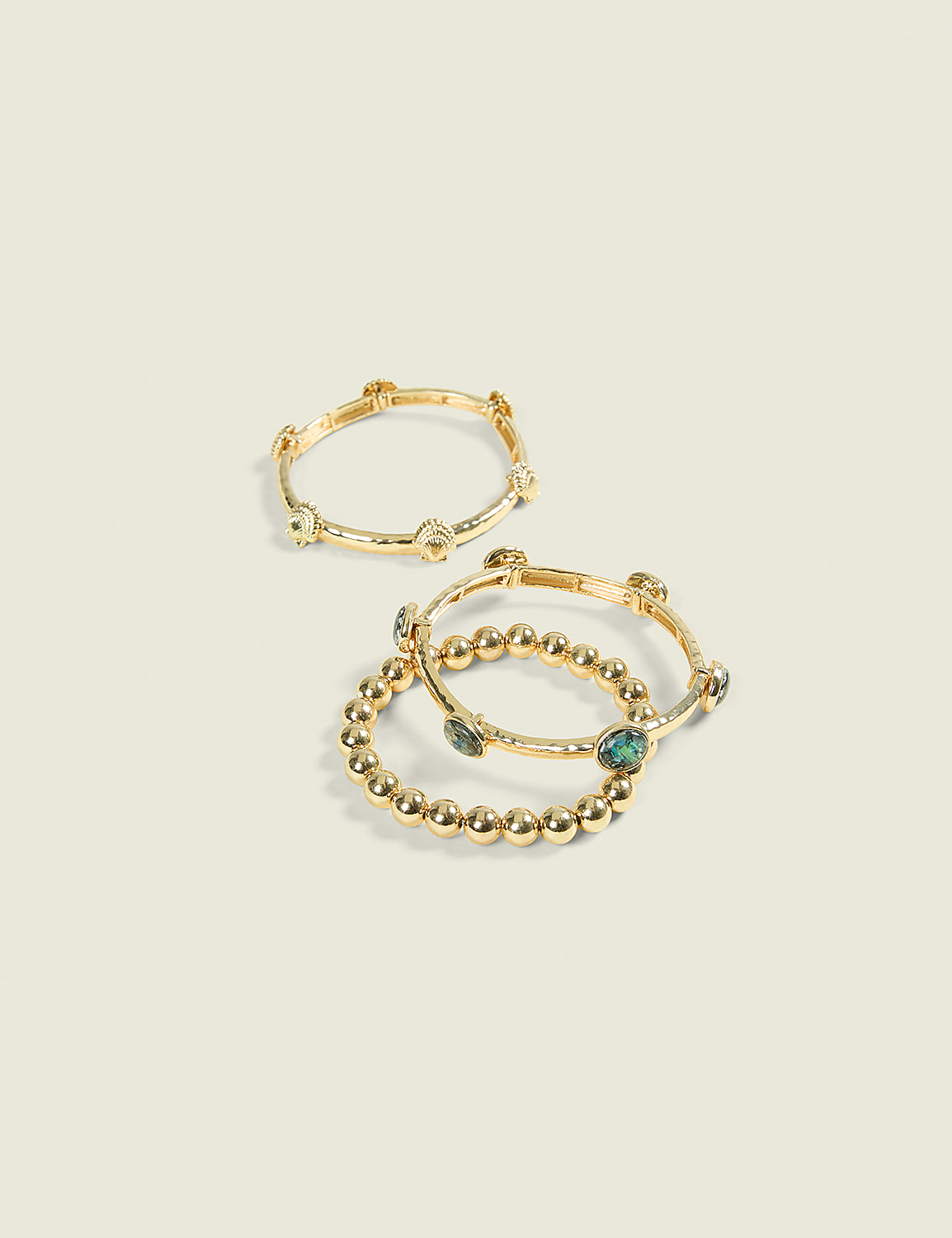 Teal & Seashell Stretch Bracelet 3-Pack Product Image 1