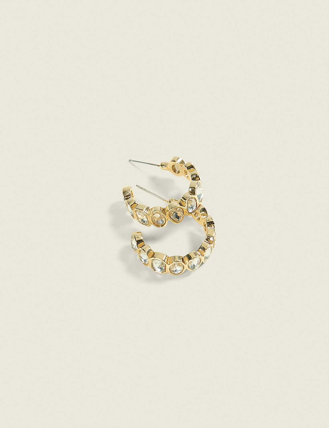 Goldtone Imitation Stone Hoop Earrings Product Image 1