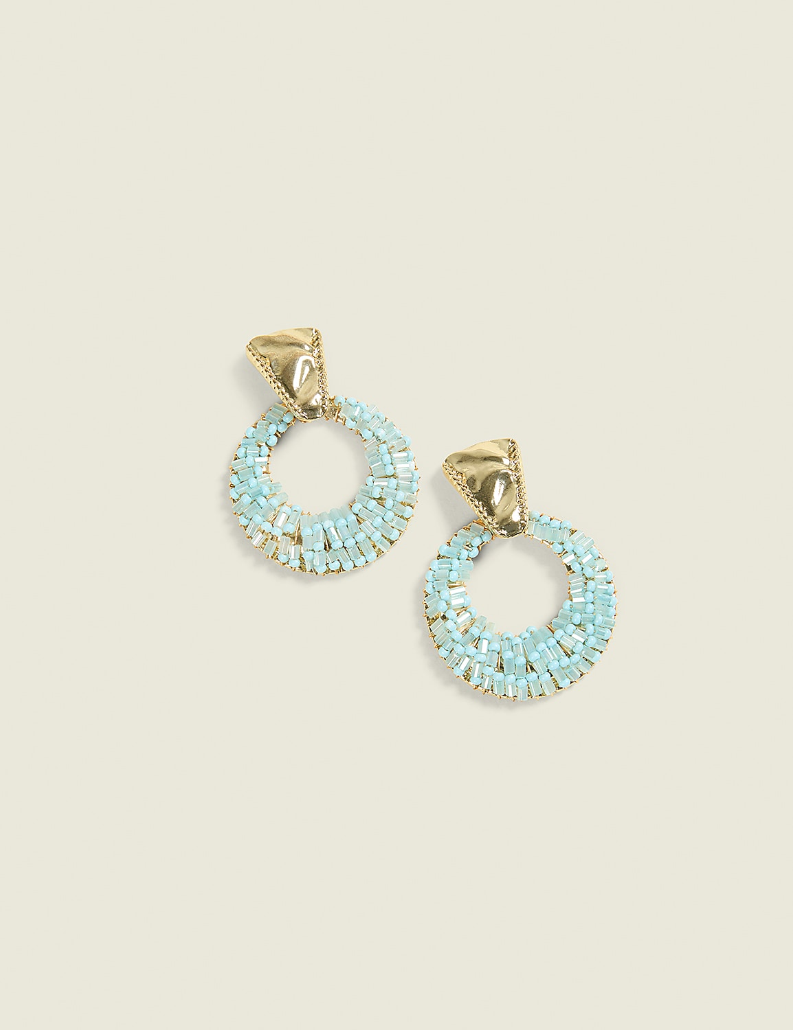 Blue Beaded Circle Statement Earrings Product Image 1