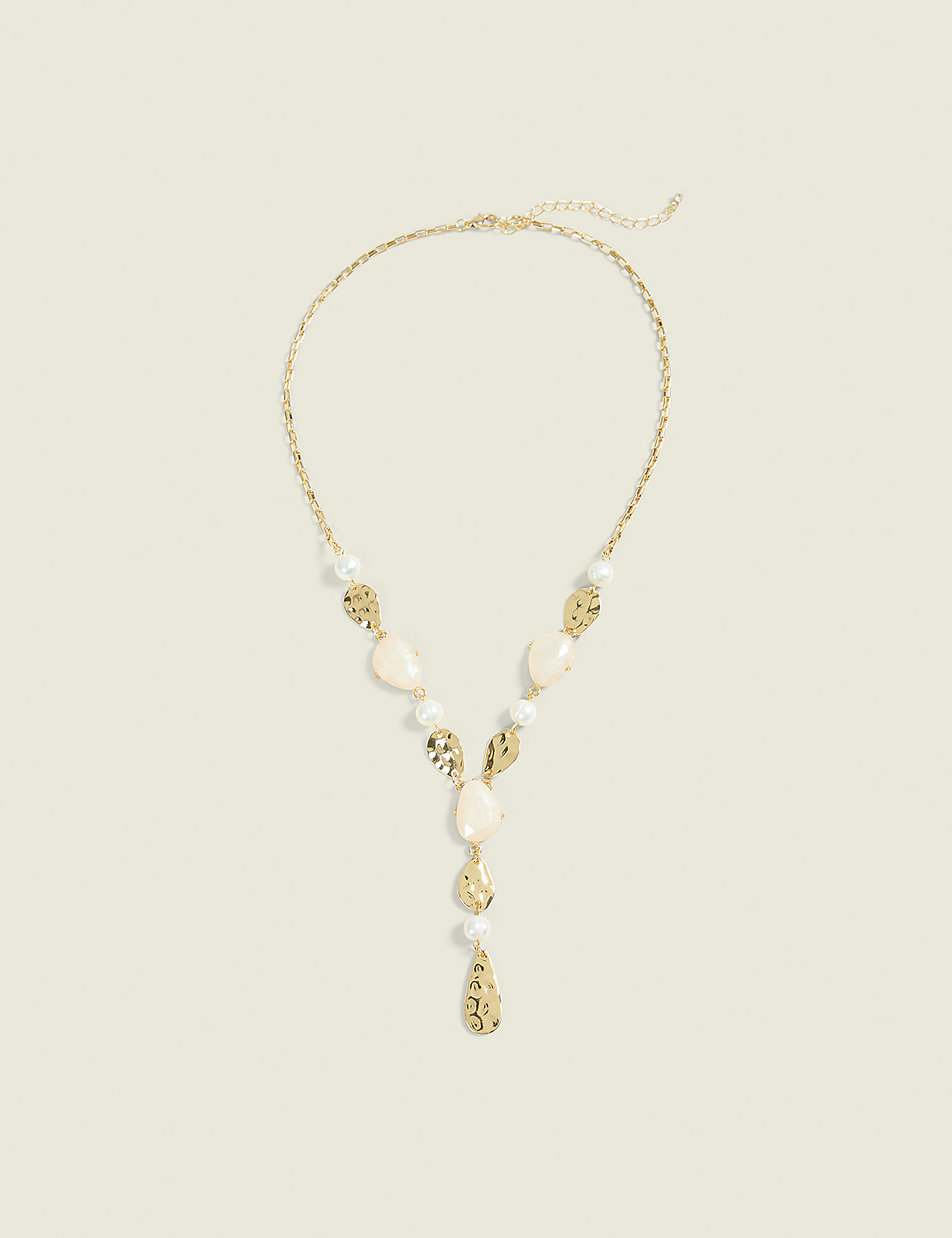 Goldtone & White Imitation Stone Necklace Product Image 1
