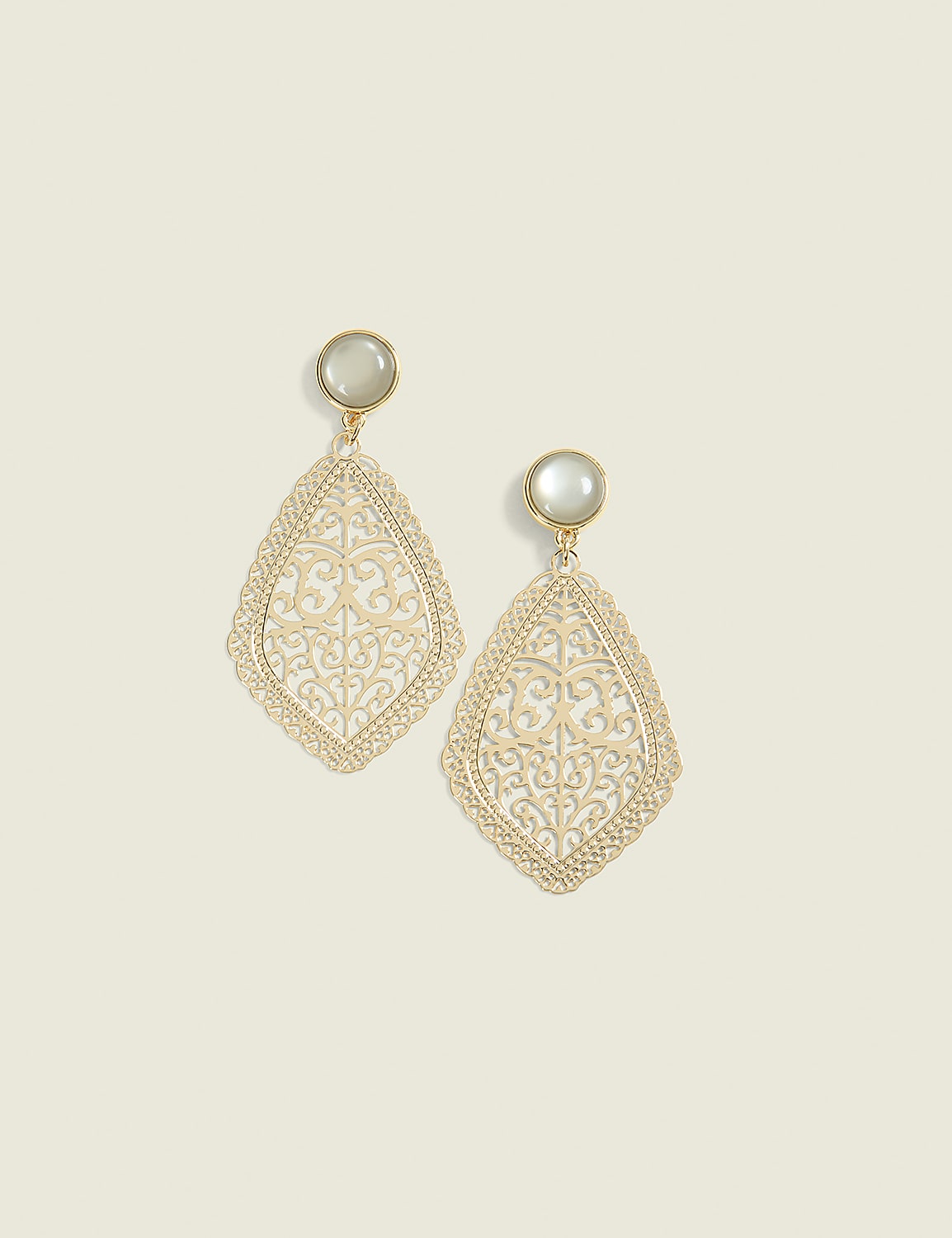 Imitation Stone Filigree Drop Earrings Product Image 1