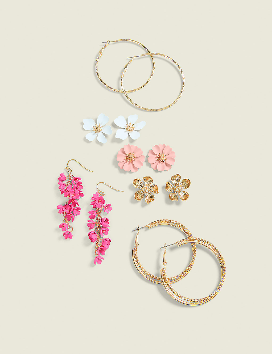Pink & Floral Multi-Shape Earring 6-Pack Product Image 1