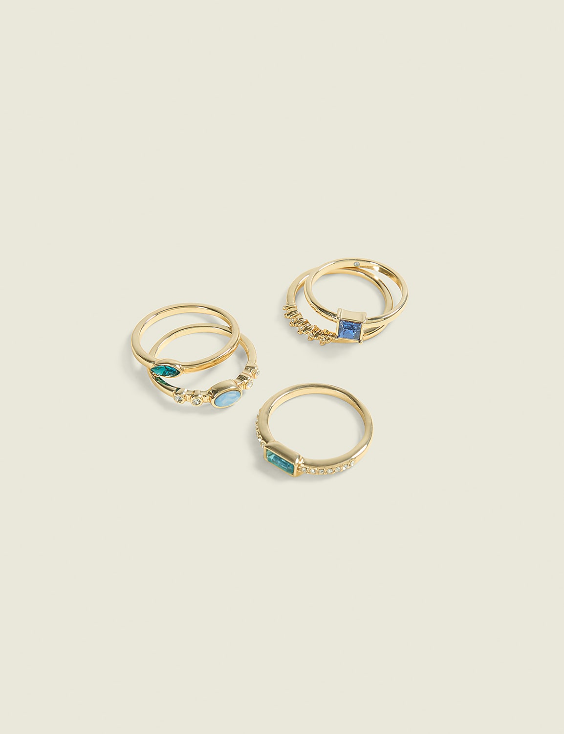 Blue Imitation Stone Ring Stack Product Image 1