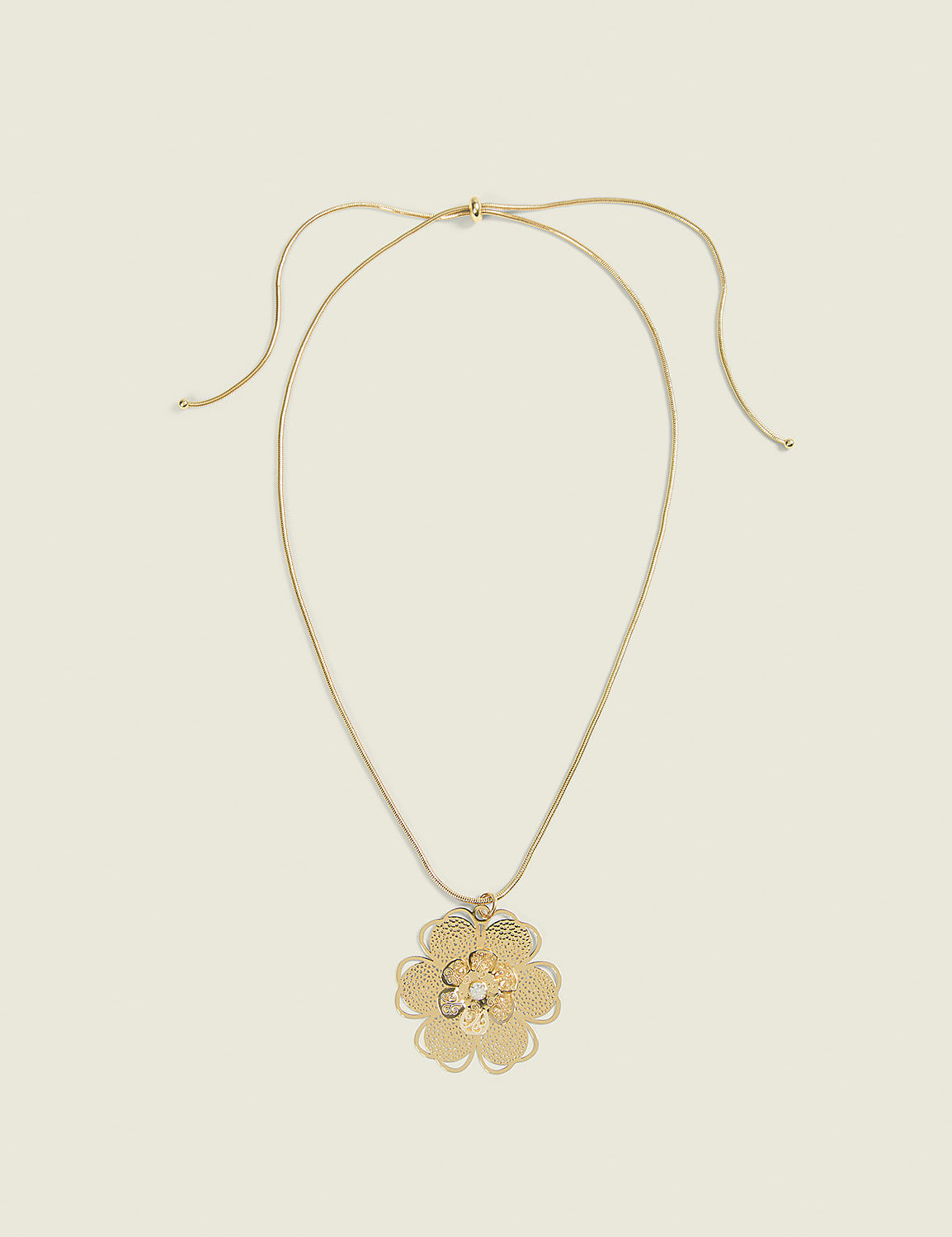 Goldtone Floral Filigree Statement Necklace Product Image 1