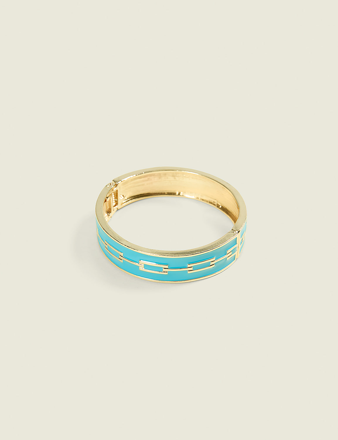 Teal & Goldtone Chain-Detail Cuff Bracelet Product Image 1