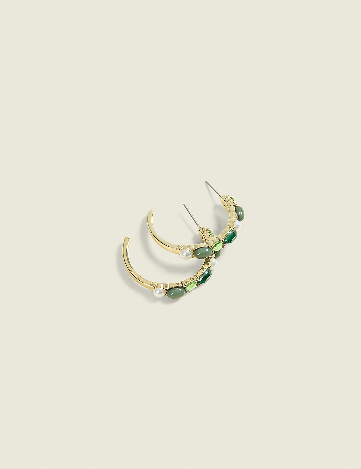Green Imitation Stone Hoop Earrings Product Image 1