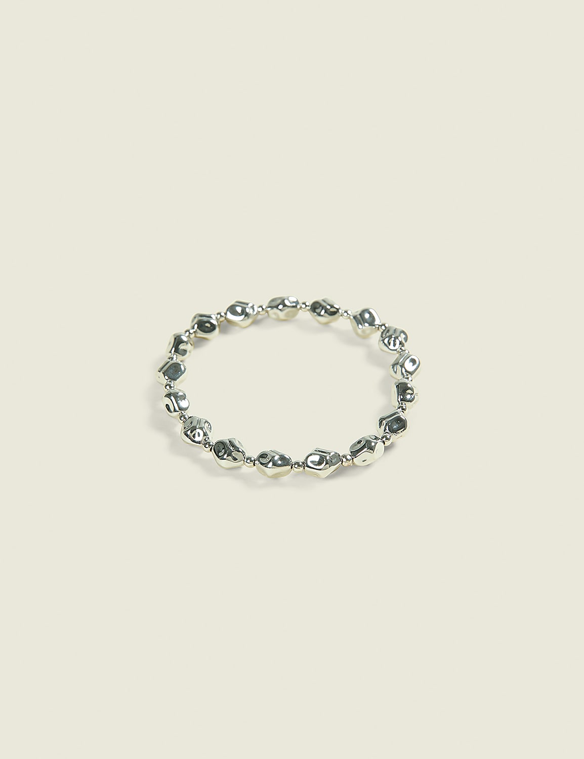 Mixed Texture Silvertone Stretch Bracelet Product Image 1