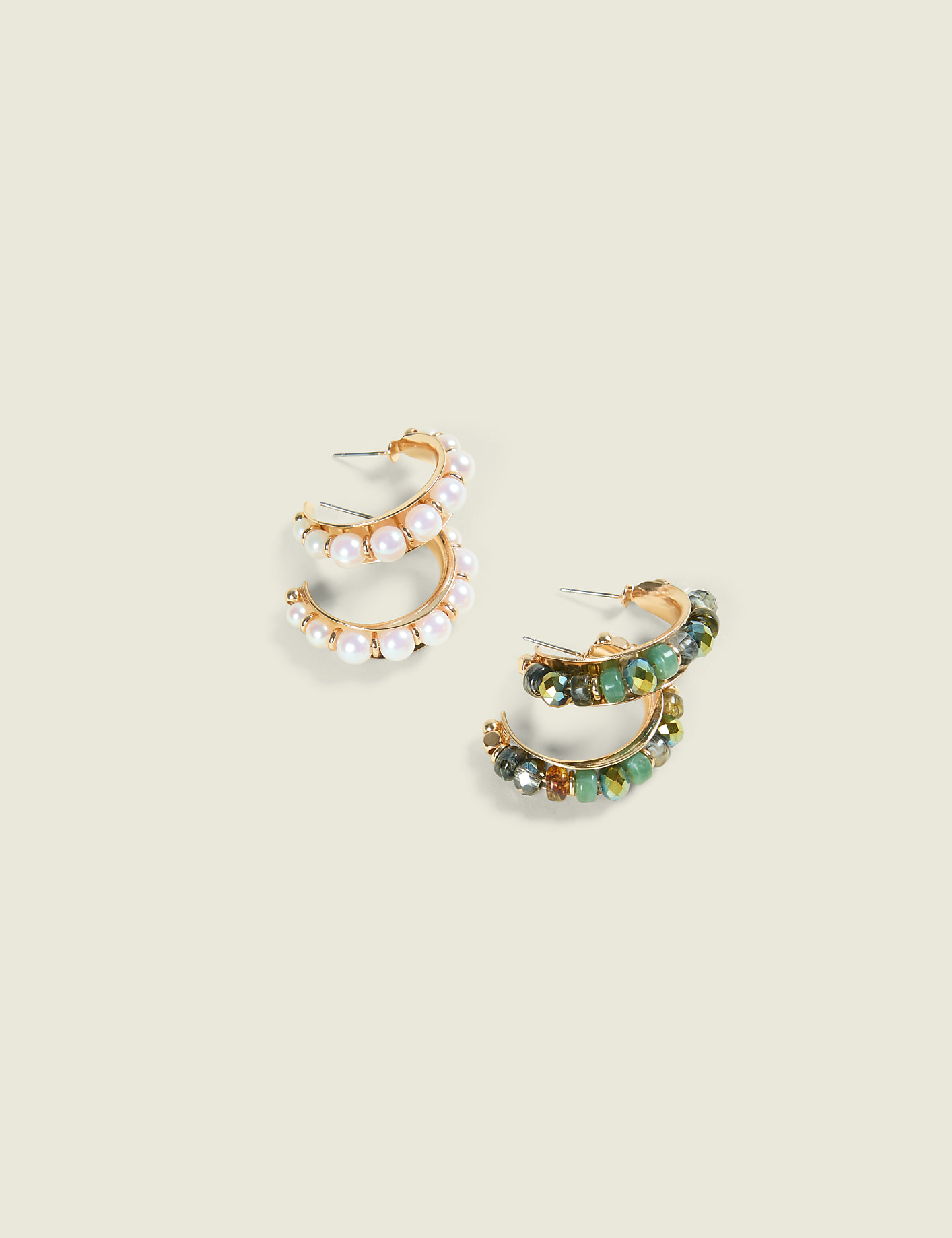 Blue & Pearlized Hoop Earring 2-Pack Product Image 2
