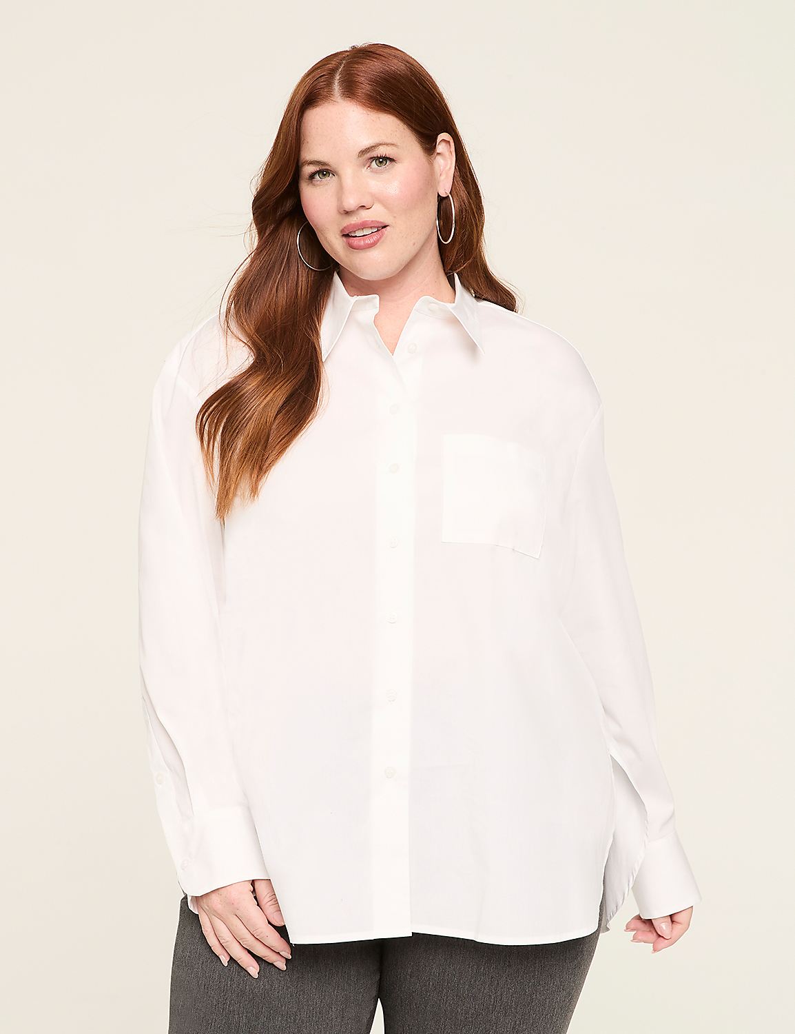 Relaxed Button-Down Boyfriend Shirt Product Image 1