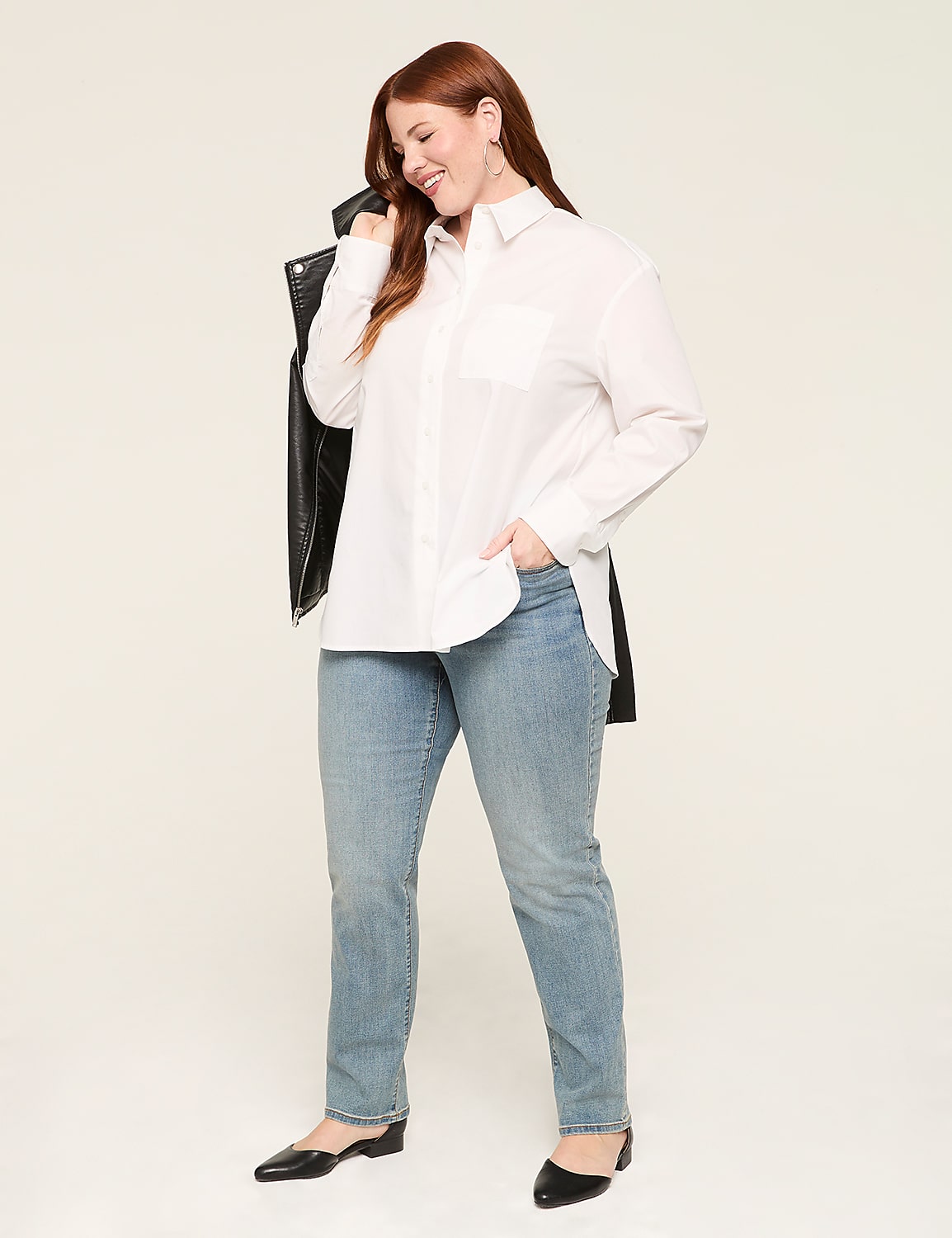 Relaxed Button-Down Boyfriend Shirt Product Image 4