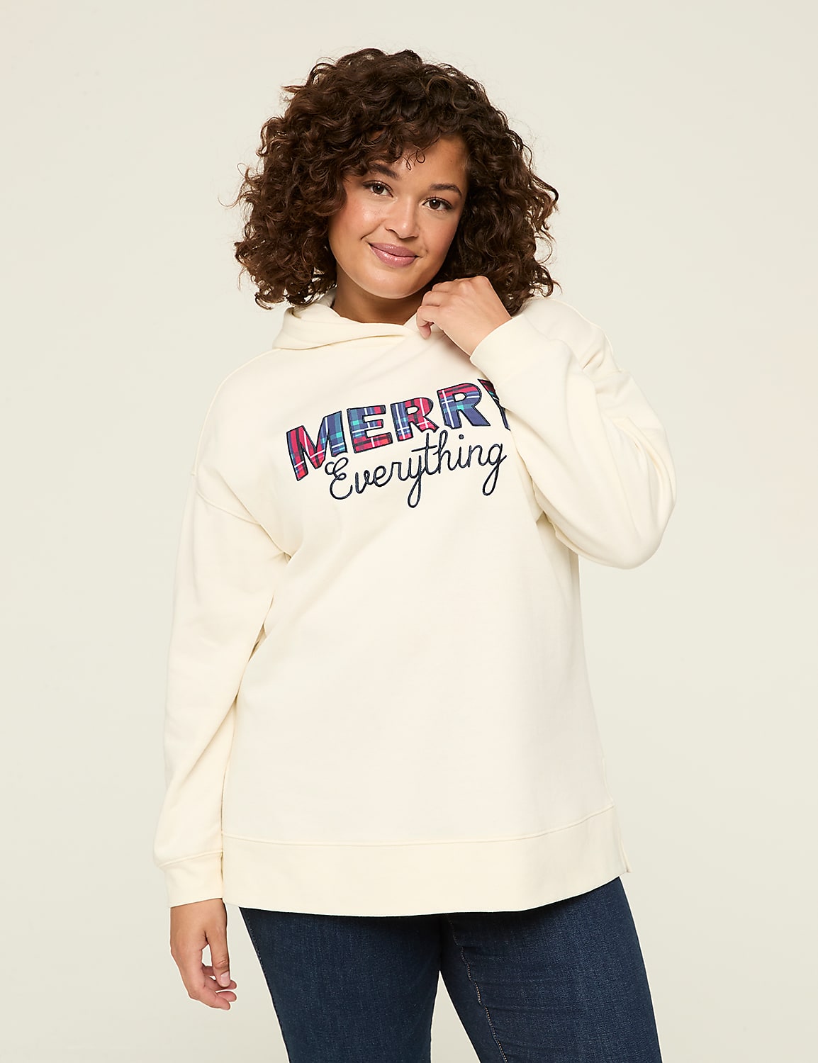 Relaxed Applique Merry Everything Hoodie Graphic Product Image 1