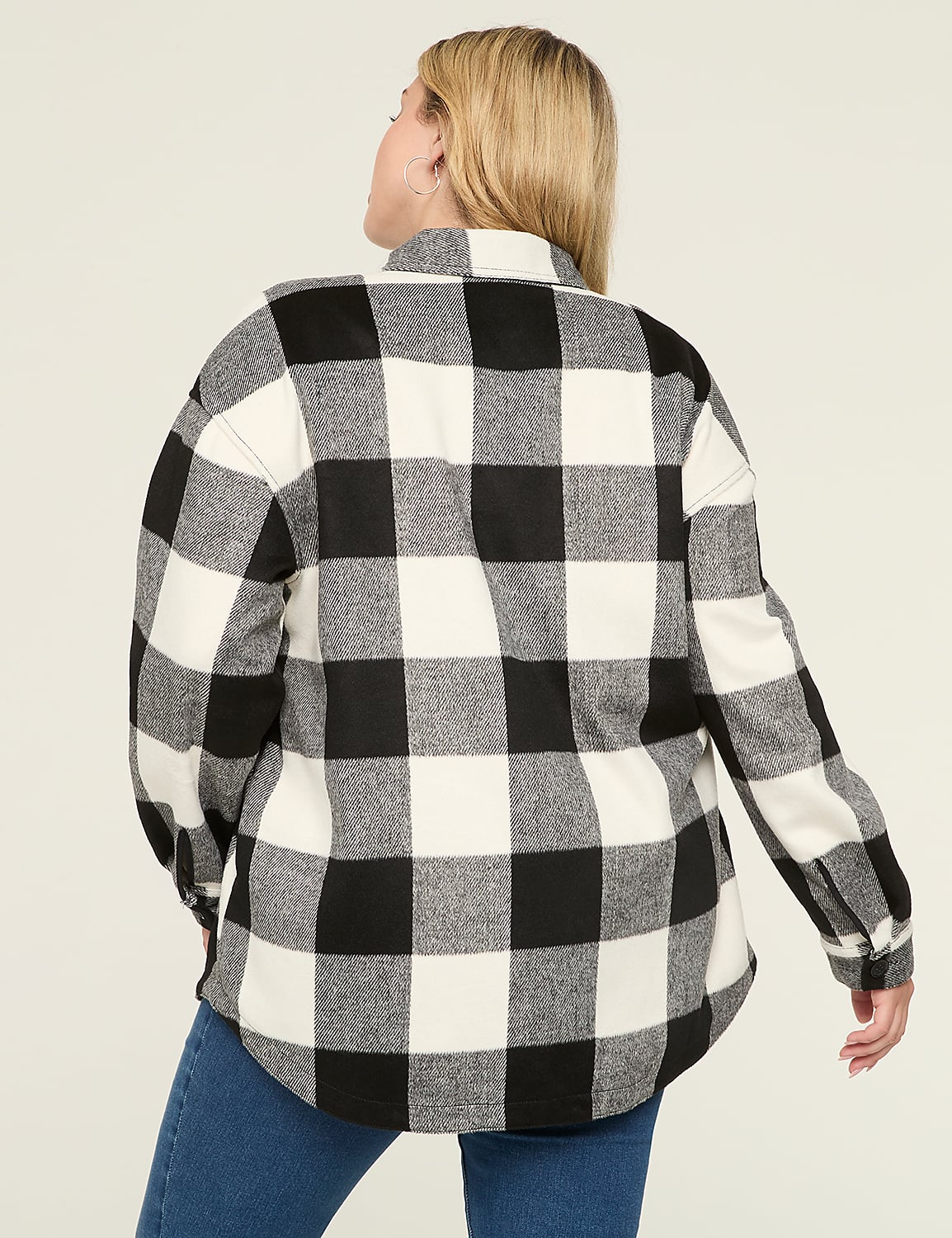 Button-Front Plaid Shacket Product Image 2