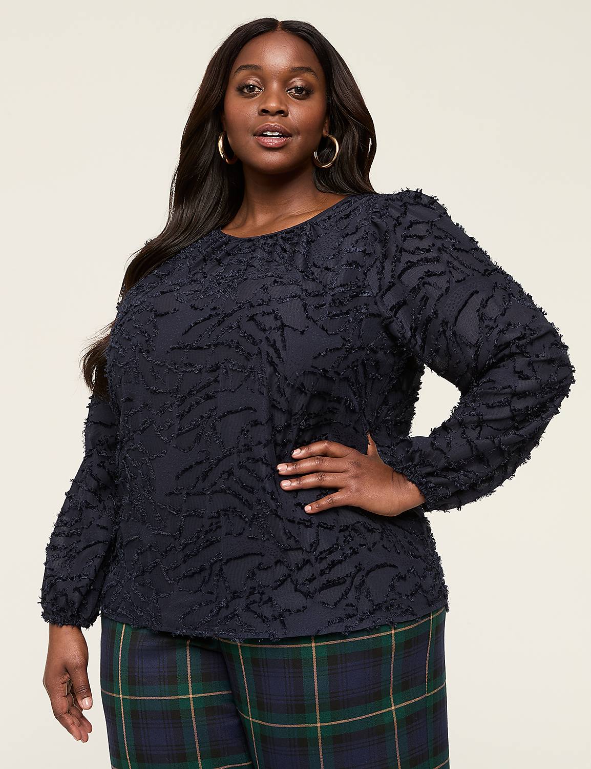 Textured Crew-Neck Top Product Image 1