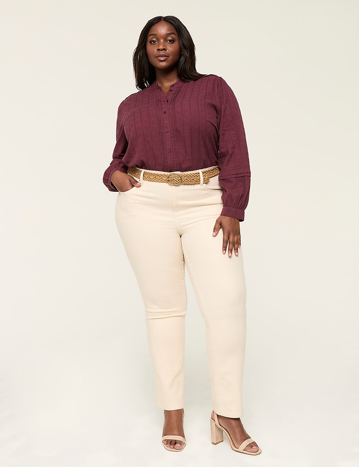 Easy Textured Button-Down Blouse Product Image 3